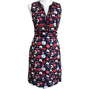 Kate Spade Floral Daisy Jacquard Sleeveless Sheath Mini Dress Size 6, Navy